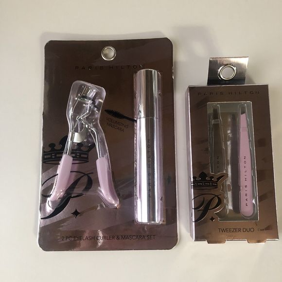 Paris Hilton Beauty Bundle Eyelash Curler with mascara & Tweezer Duo Set - Picture 1 of 6